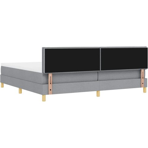  LED Box Spring Krevet Svijetlo siva 200 x 200 cm tkanina Slike