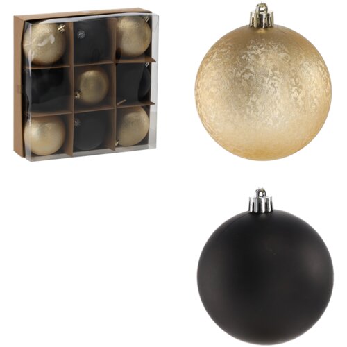 Molarem Home Set od 9 kuglica za božićno drvce - 8 cm, crna / zlatna boja Cijene