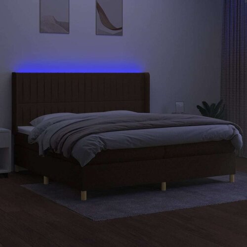  Krevet box spring s madracem LED tamnosmeđi 200x200 cm tkanina Slike