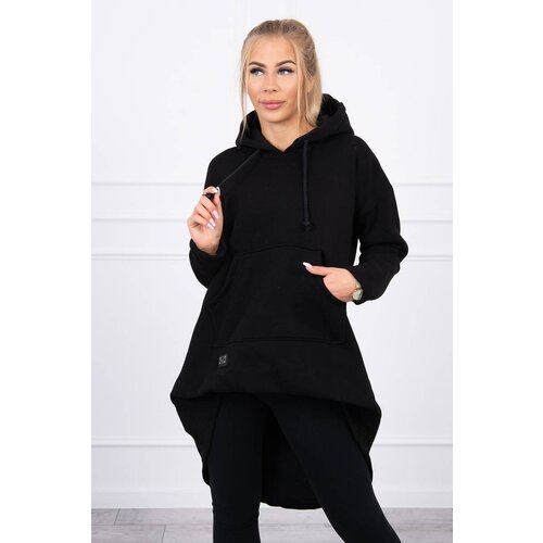 Kesi Reinforced sweatshirt with long back and hood black Slike