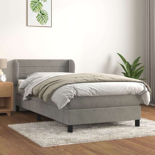Box spring postelja z vzmetnico svetlo siva 90x200 cm žamet, (20727153) Cene