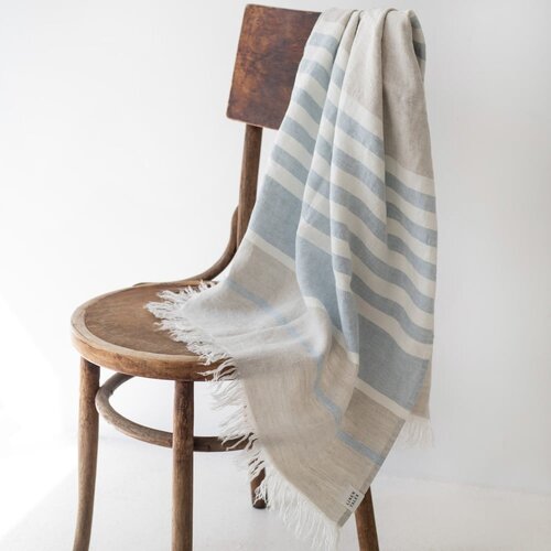Linen Tales Plavi laneni ručnik za plažu 85x140 cm Allure Stripe &amp;ndash; Slike