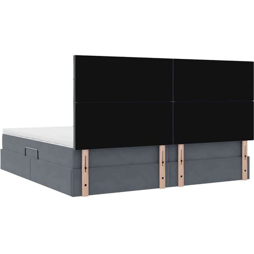 VidaXL krevet s prostorom za pohranu s led-om tamno siva 200 x 200 cm Slike