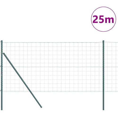  Ograda s postovima Zelena 1 x 25 m Čelik Slike