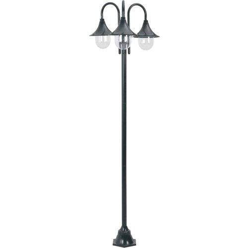 vidaXL vrtna ulična svetilka E27 220 cm aluminij 3 žarnice zelena Cene