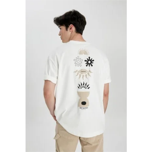 Defacto Oversize Fit Back Printed Crew Neck Short Sleeve T-Shirt