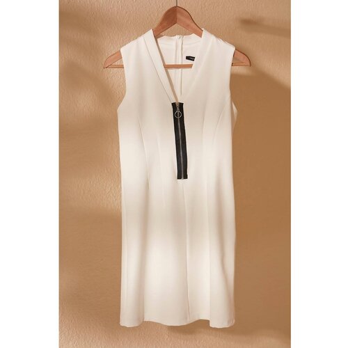 Trendyol Ekru Zipper Detailed Dress Slike