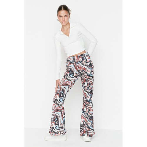 Trendyol Wideleg Printed Knitted Pants Slike