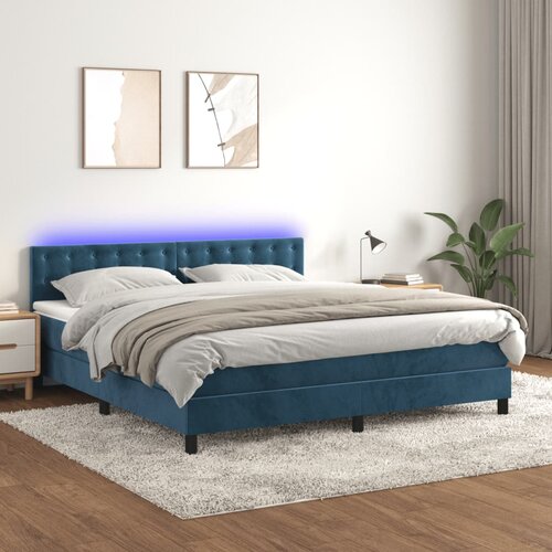 The Living Store Box spring postelja z vzmetnico LED temno modra 180x200cm žamet - Box Spring Postelja, (21438572) Slike