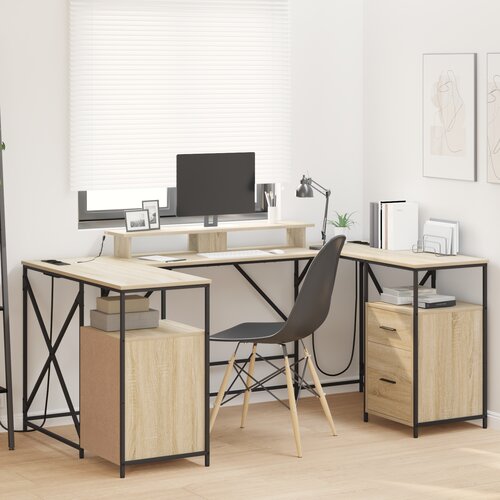 vidaXL Miza s predalom Sonoma Oak 182 x 101 x 87.5 cm Konstruiran les Cene