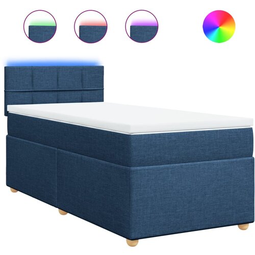 vidaXL Box spring postelja z vzmetnico modra 90x190 cm blago, (21291019) Cene