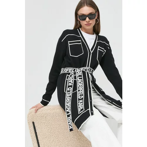 Karl Lagerfeld Kardigan s primjesom vune za žene, boja: crna