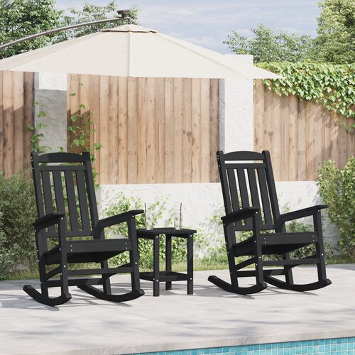 vidaXL 3-delni vrtni lounge set Črn HDPE Cene