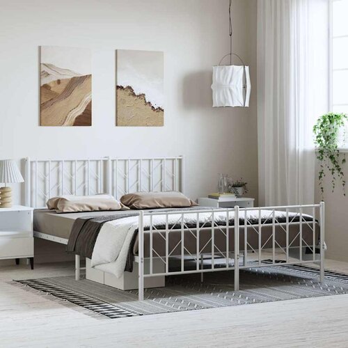  Metalni okvir kreveta uzglavlje i podnožje bijeli 150 x 200 cm Cijene