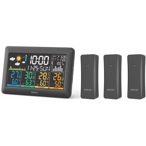 Sencor Meteostanica sa LCD displejem u boji + 3 senzora 3xAA + 6xAA crna Cene