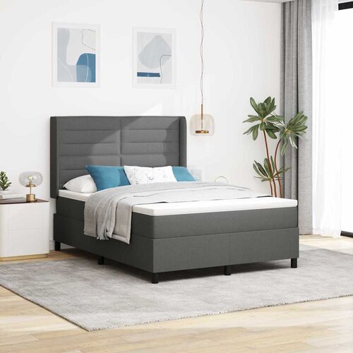  LED Box Spring Krevet Tamno siva 140 x 190 cm tkanina Cijene