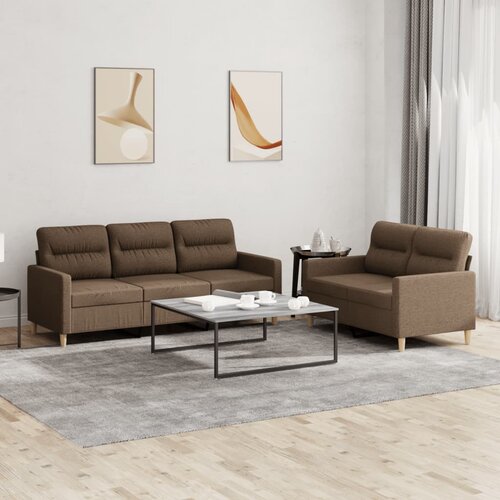  2-dijelni set sofa s jastucima smeđi od tkanine Cene