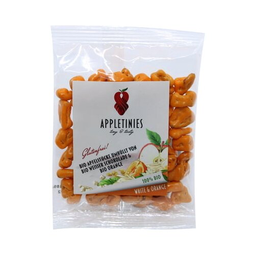 APPLETINIES tiny &amp;amp; tasty Bela čokolada s pomarančo, bio - 45 g Slike