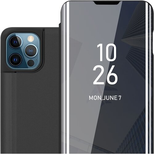 Cadorabo CASE, združljiv z Apple v turmalinski črni barvi - Clear View Zrcalo Zaščitni pokrov s funkcijo stojala 360 stopinj zaščita, (20570344) Cene