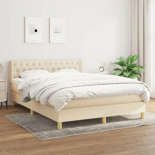  Box spring postelja z vzmetnico krem 140x200 cm blago, (20896893)