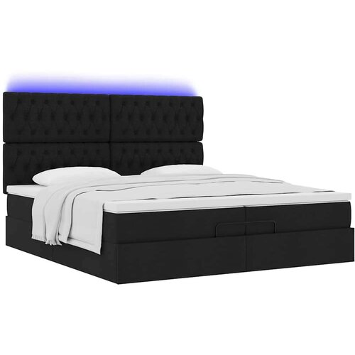 VidaXL Otomanski okvir kreveta s madracima crni 200x200cm od tkanine Slike