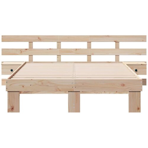  Krevetna konstrukcija Smeđa 120 x 190 cm Čvrsto borovo drvo Bež Slike