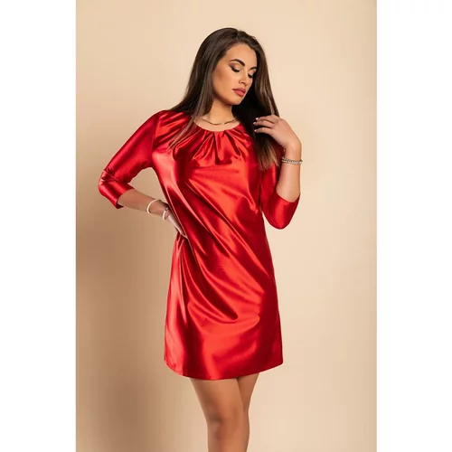 Fenzy Elegantna Mini Haljina Od Imitacije Satena, Crvene Boje