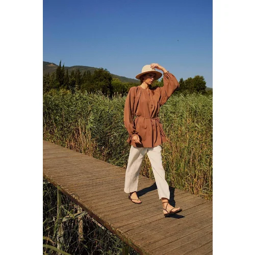 Defacto Manuka x Straight Fit Linen Trousers