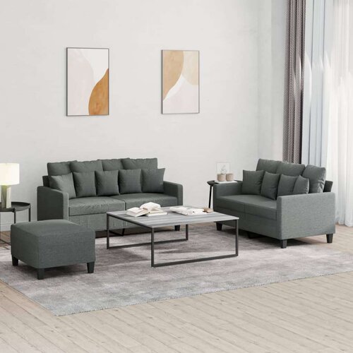  3-dijelni set sofa s jastucima tamnosivi od tkanine Cijene