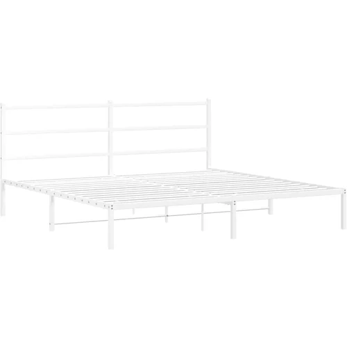 vidaXL Kovinski posteljni okvir z vzglavjem bel 193x203 cm, (21007020)