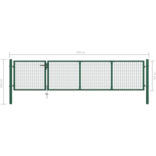 vidaXL Vrtna vrata jeklena 350x75 cm zelena Cene