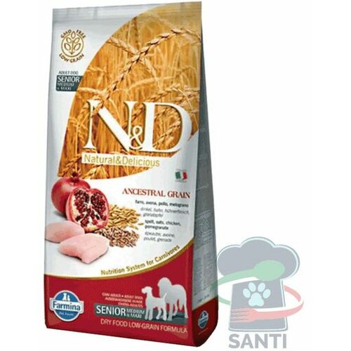 N&d Low Grain Medium/Maxi Senior, Piletina & Nar, 12 kg Slike