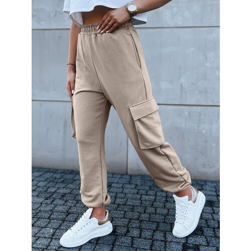 DStreet Spodnie damskie dresowe BAGGY beżowe Slike
