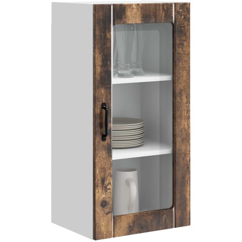  Zidni stakleni ormarić 2 pcs Dimljeni hrast 40 x 31 x 80 cm Slike