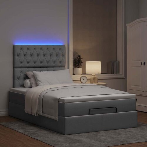 VidaXL Okvir kreveta s madraca svijetlosivi 120x200cm od tkanine Slike