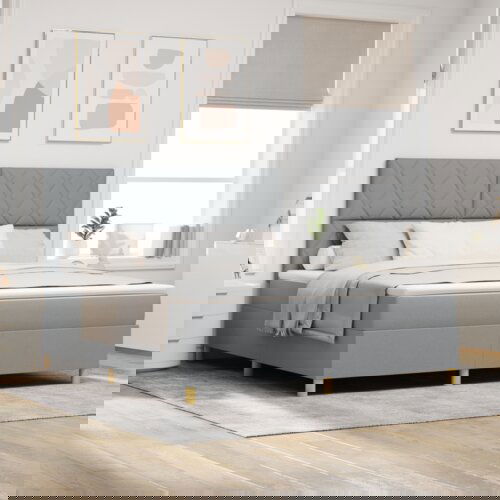 Box Spring Krevet s Madracem Svijetlosiva Super King Tkanina Cijene