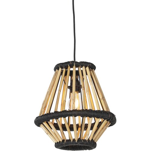 QAZQA Orientalska viseča svetilka bambus s črno 32 cm - Evalin Cene