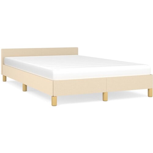 vidaXL posteljni okvir z vzglavjem krem 120x200 cm blago, (20737518) Cene