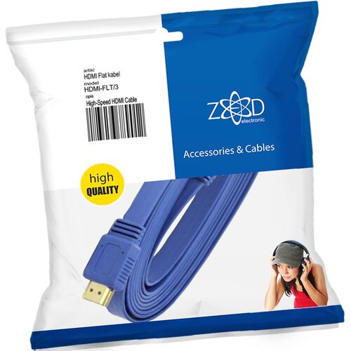 Zed Electronic HDMI kabl, plosnati, 3.0 met, ver. 2.0, 3D, Ethernet &amp;ndash; HDMI-FLT/3 Slike