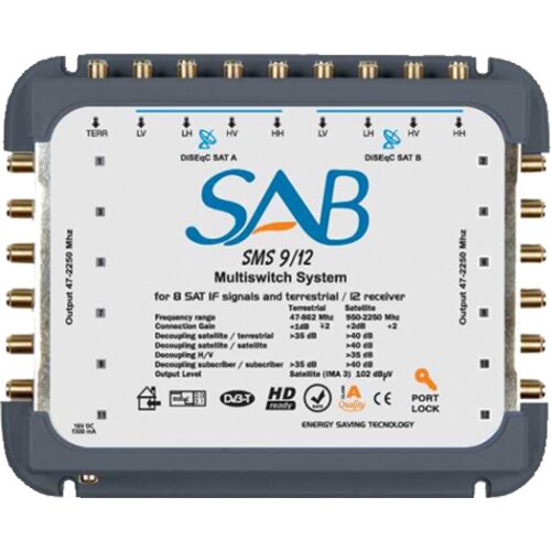 SAB Multiswitch 2+1 satelit na 12 utičnica Slike