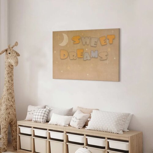 Slika - Sweet Dreams - Pastel Inscription Surrounded by the Moon and Stars 60x40 Na talijanskom platnu Slike
