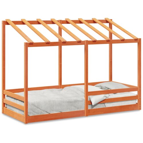 vidaXL Otroška postelja s streho voščeno rjava 90x190 cm borovina Cene