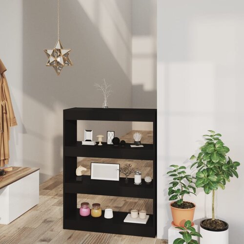 The Living Store Knjižna omara/pregrada črna 80x30x103 cm konstruiran les - Knjižna Omara, (21436485) Cene