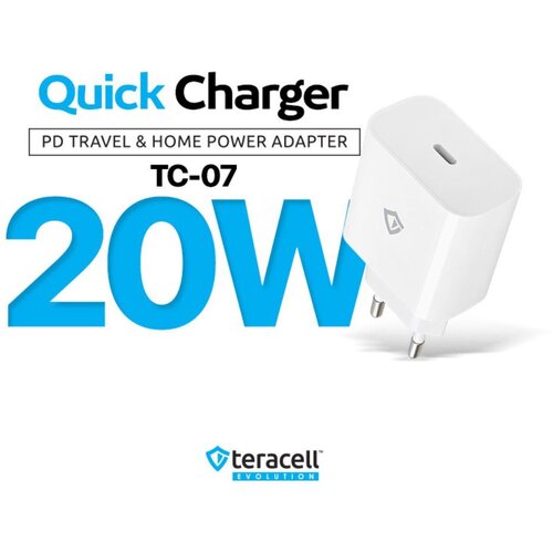 Teracell Kucni punjac Evolution TC-07 PD Fast charging 20W sa PD iPhone lightning kablom beli CE Cene
