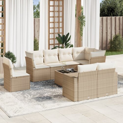 vidaXL 9-dijelni set vrtnih sofa s jastucima bež od poliratana Cene