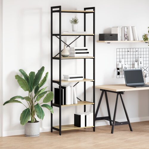 vidaXL Knjižna omara sonoma hrast 60 x 30 x 188 cm MDF in jeklo Cene