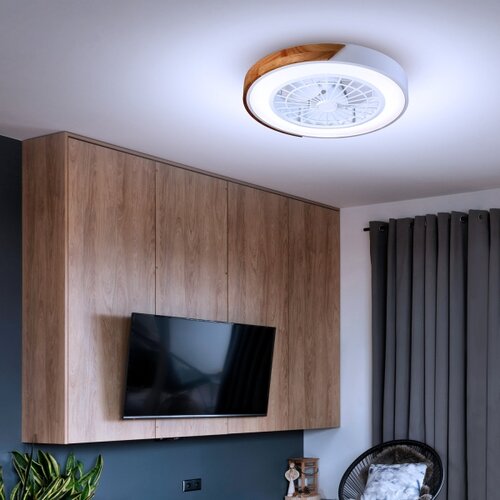  Brilagi-LED prigu&amp;scaron;iva svetiljka sa ventilatorom LED/30W/230V 3000-6500K bela/hrast + daljinski upravljač Slike