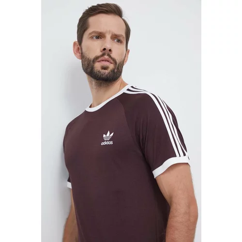 Adidas Bombažna kratka majica moški, rjava barva