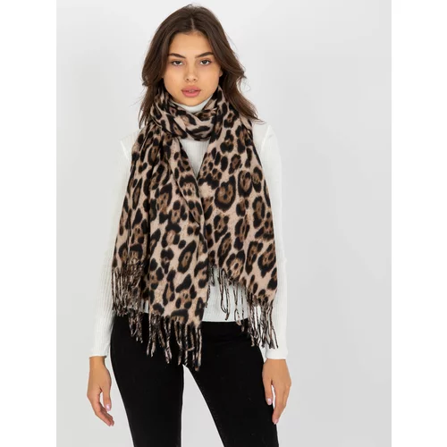 Fashion Hunters Ladies' beige and black scarf with spots