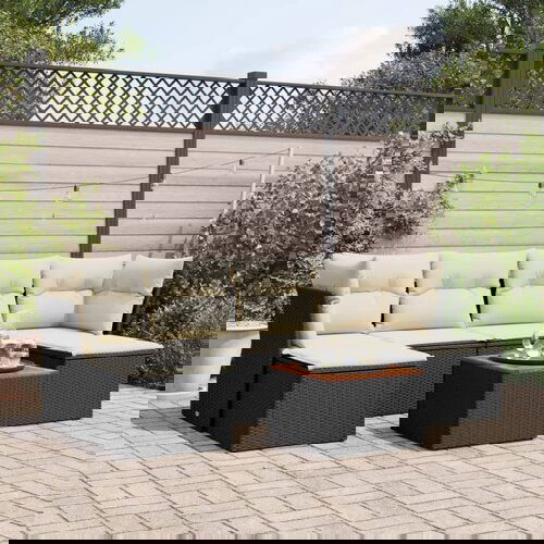 vidaXL 7-dijelni set vrtnih sofa od poliratana s jastucima crni Cijene